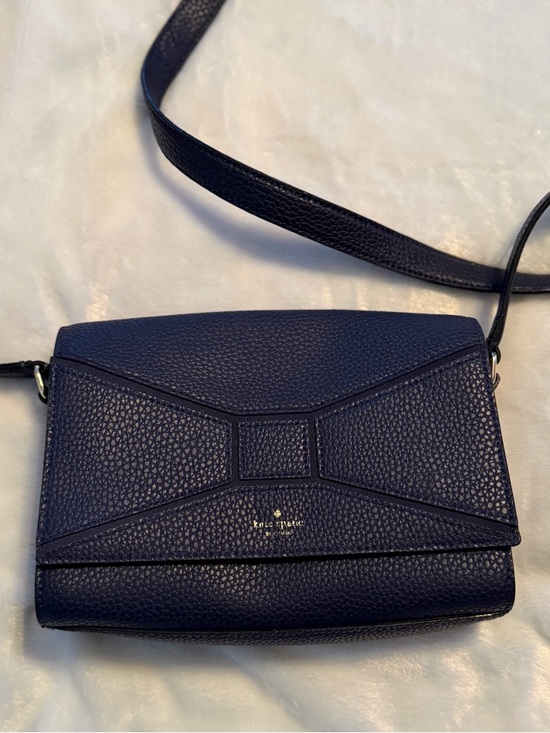 kate spade Handbags - kate spade pebbled navy leather crossbody with bow detail